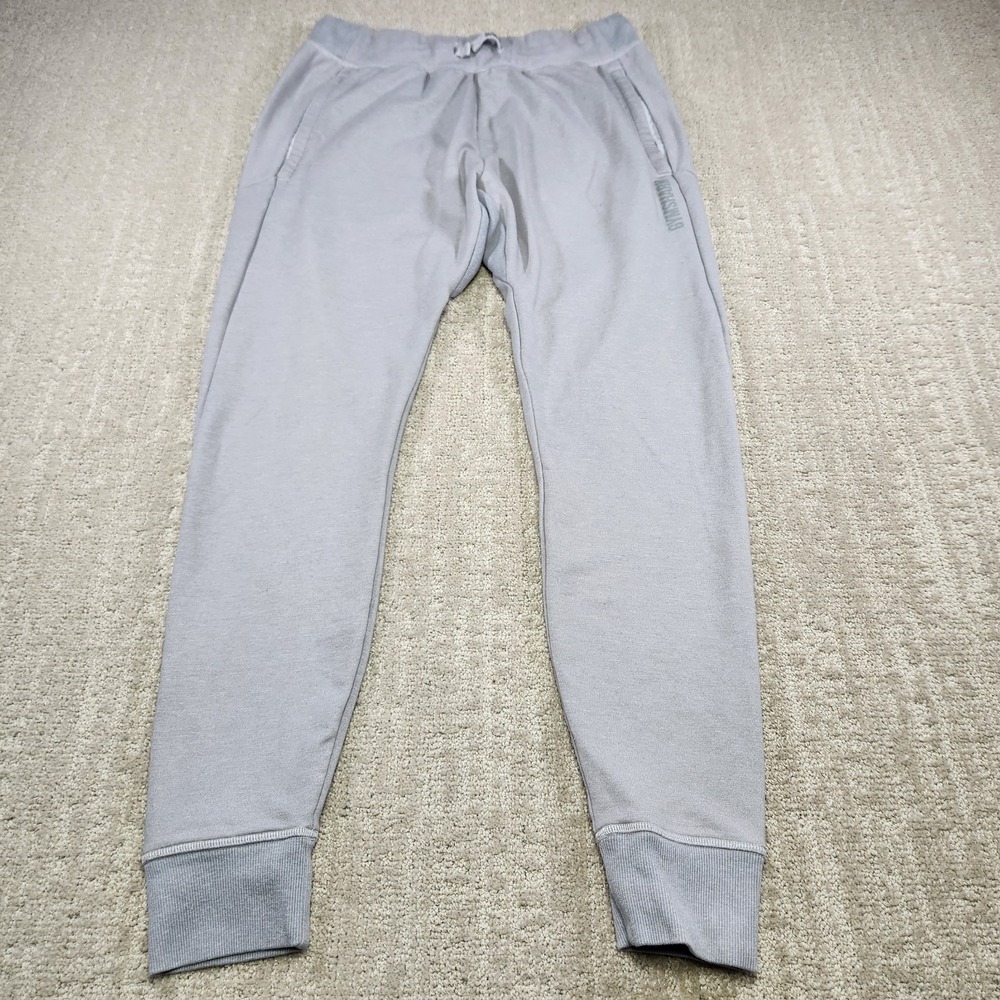 Gymshark Joggers Men Medium Chalk Tapered Stretch Training Gym Gray Slim Fit